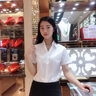 佐叙短袖衬衫女夏季商务修身白衬衫OL职业装正装面试工作服装打底衬衣 白色V领 L （90-105） 实拍图
