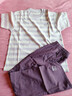 蕉内（Bananain）王一博同款305H纯棉睡衣男女士100%棉情侣家居服短袖短裤套装夏季 【长裤款条纹女】粉紫横条纹 S 实拍图