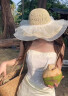 豪天保草帽女帽子女沙滩帽海边帽子女防晒帽太阳帽女遮全脸遮阳防晒帽子 蕾丝遮阳帽-米色 【加大帽檐，遮掩防晒】 实拍图