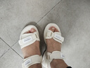女士凉鞋女2025新款夏季外穿小香风厚底魔术贴软底防滑休闲沙滩鞋 米白色 36 实拍图