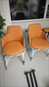 映巢（YINGCHAO）阳台休闲桌椅网红简约时尚北欧椅子现代一桌组合两椅套装 双层仿理石桌+2灰橘拼皮椅 实拍图