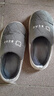 洁丽雅防水羽绒棉拖鞋男士冬季室内情侣居家保暖加绒防臭防滑棉鞋女秋冬 灰色 【1.0经典款 店长推荐】 40-41 【适合39-40码】 实拍图