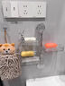 森卡龙吸盘旋转肥皂盒壁挂式免打孔沥水香皂置物架卫生间浴室多层香皂盒 【透明银】四层-带海绵+刮水板 实拍图