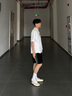 卡宾（CABBEEN）【柔软弹力】潮牌拼接刺绣休闲短裤男2024夏季新款宽松五分裤 煤黑色01 M /48/170 实拍图