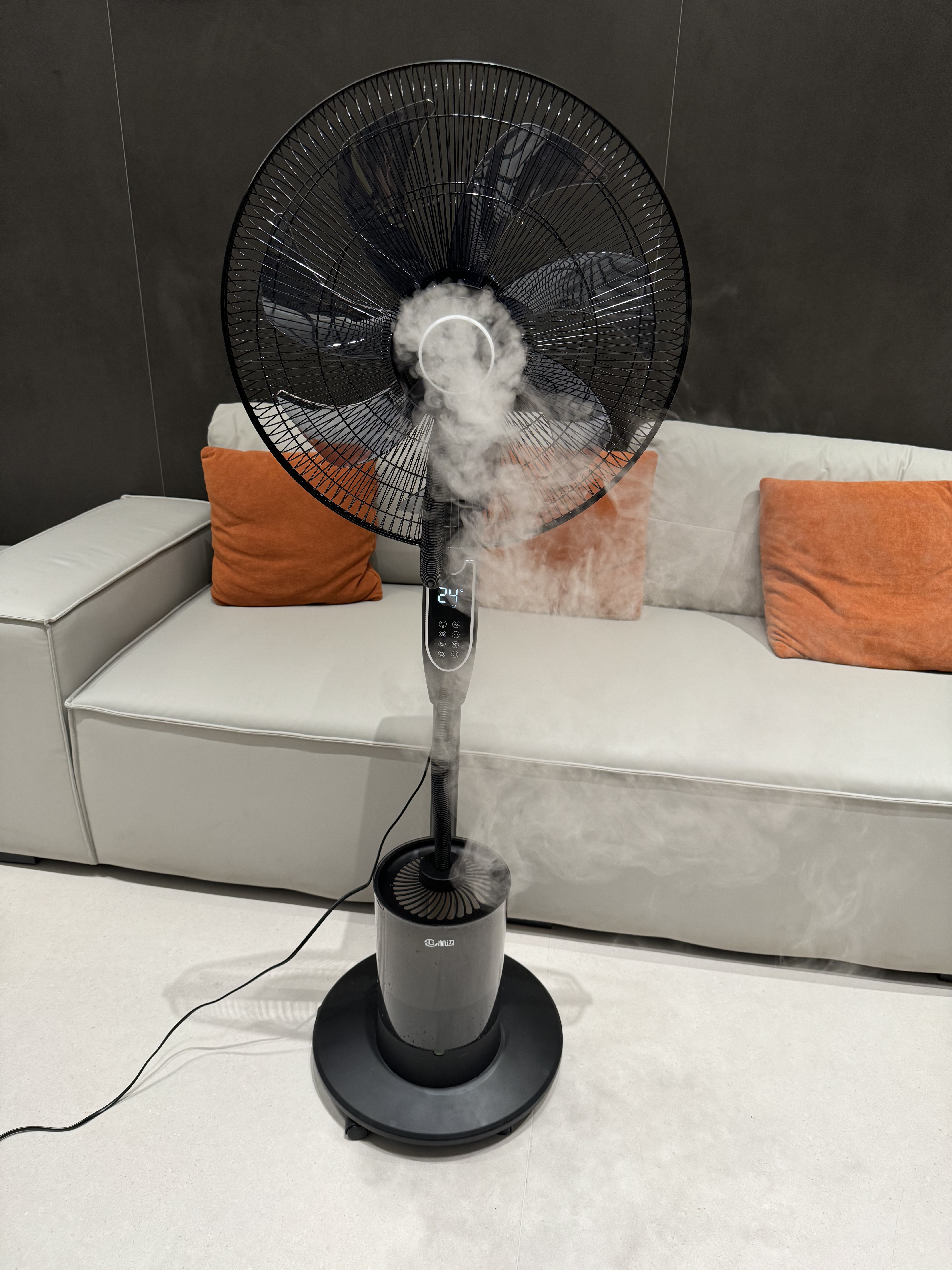 林边喷雾风扇家用落地扇大风力智能负离子净化加湿降温工业水冷雾化扇卧室客厅夜灯氛围落地加湿电风扇 黑色18寸智能语音【负离子净化/5L水箱/夜灯】 实拍图