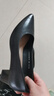 意尔康女鞋粗跟时装鞋浅口套脚高跟鞋工作女单鞋春秋 26905W黑色39 实拍图