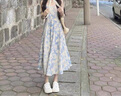 FOX.G碎花吊带连衣裙女裙子2026夏季纯欲气质海边度假新品长裙子两 蓝色油画碎花连衣裙两件套 L 【建议105-115斤】 实拍图