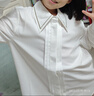尚都比拉春秋字母刺绣排褶设计感长袖衬衫女休闲通勤女士衬衣 白色 M  实拍图