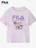 斐乐FILA童装儿童短袖T恤2025年夏季新款男女大小童抗菌上衣休闲 靓丽紫-PU 130 实拍图