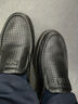 强人商务休闲凉皮鞋男鞋软面软底头层羊皮镂空凉鞋 JDD351319 黑色 41 实拍图