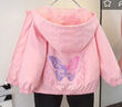 小女孩春款甜美软糯连帽外套女童秋季薄款洋气蝴蝶印花长袖夹克潮 树叶蝴蝶外套粉色 120 实拍图