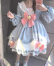唐努乌（Tang Nu wu）洛丽塔裙子猫爪op学生Lolita 优雅连衣裙小公主裙子正礼物 蓝天白云 M 【90-115斤】 实拍图