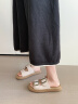 卓诗尼凉拖鞋女外穿2025年夏季新款休闲平底一字拖海边勃肯鞋沙滩凉鞋女 米白色 37 实拍图
