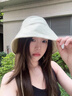 色彩熊花儿与少年金晨同款系带渔夫帽韩版简约百搭出游防晒遮阳水桶帽女 米白色系带渔夫帽 实拍图