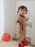 Shining Moment周岁礼服女宝宝女童衣服儿童汉服旗袍夏季红色连衣裙短袖裙子抓周 流彩唐韵-红袖添香旗袍连衣裙 90 实拍图