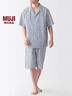 无印良品（MUJI）男式 无侧缝泡泡纱短袖睡衣男士家居服套装男款夏季纯棉全棉 深藏青色条纹 L 实拍图