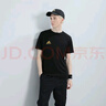 阿迪达斯 （adidas）t恤男夏季运动透气轻薄宽松棉短袖 黑/金（经典款） M  实拍图