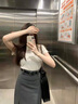 韩璐娇（hanlujiao）连衣裙女装2025夏装搭配一整套气质显瘦时尚减龄通勤套装裙子夏天 米灰色上衣+灰色裙子【配腰带】 M 【96-108斤】 实拍图