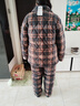 多俏美睡衣女纯棉夹棉袄秋冬款三层保暖加厚格子全棉服家居服套装冬天 TG66042|套装 3XL 实拍图