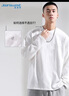 真维斯（JEANSWEST）T恤男2025秋季纯棉简约纯色男士打底衫长袖T恤男白色2XL 实拍图