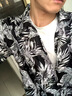 Angelgonzales夏威夷古巴领大码短袖冰丝花衬衫男胖子夏季薄款美式复古6939男 黑【树叶衬衫】 2XL 【145-165斤】 实拍图