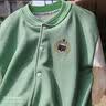 儿童秋冬季新款加绒加厚棒球服外套男女童时尚百搭上衣宝宝洋气装 绿色 130码（建议身高115-125cm) 实拍图