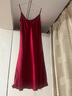 珊目尔【性感百搭新款】重磅荡领真丝睡裙100%桑蚕丝吊带睡衣纯欲风 酒红色【单吊带】 L (165)适合105-115斤穿着 实拍图