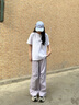 FILA 斐乐官方杨幂同款梭织长裤时尚简约宽松休闲裤子女 淡奶油紫-PU S （160/62A/S） 实拍图