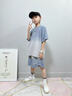 贝孩趣童装男童夏装套装中大童学生运动短袖夏款儿童帅气夏季两件套潮 灰蓝色 150 码建议身高135-145cm 实拍图