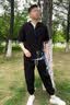 罗蒙（ROMON）男士夏季冰丝短袖t恤薄款唐装中国风套装时尚民族衣服休闲汉服男 012白色翻领【开衫+七分裤】 XL (135-150斤) 实拍图