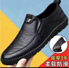 100%全真皮革男士商务套脚皮鞋防滑透气软底皮鞋中老年鞋 7666黑色精品版 39 实拍图