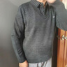 啄木鸟一体绒男士假两件毛衣男秋冬季新款加绒线衣保暖polo打底衫针织衫 卡其色 XL (建议125-145斤) 实拍图