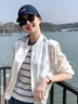 范·爱民重磅桑蚕丝外套女2025春夏薄款夹克衫真丝棒球服新款开衫防晒上衣 羽毛花 XL 建议105-120斤 晒单实拍图