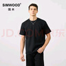 SIMWOOD/简木【标准宽松 】310g基础纯色重磅打底圆领短袖t恤SN120088 黑色（右下同色印花） L （建议131-145斤） 实拍图