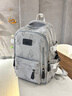 JCZS日系书包初中女生大容量高颜值ins风小众简约双肩背包高中大学生 灰色+挂饰加大加厚防水 实拍图
