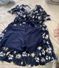梵迪拉（F.DYRAA）泳衣女温泉显瘦连衣裙速干中老年妈妈泳装四件套11703深蓝黄花2XL 实拍图