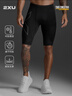 2XULight Speed系列男裤 MCS梯度压缩专业马拉松速干紧身健身短裤 黑/黑反光logo XS 实拍图