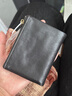 ANDSEEYOU品牌 短款卡包男 手工包原创钱包真皮男包竖款休闲拉链钱夹青年个性软皮驾驶证包手拿包 黑色 实拍图