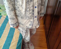浪莎孕妇睡衣女带胸垫纯棉月子服孕期产后哺乳全棉家居服大码套装 翻领-01F9002 L （100-120斤） 实拍图