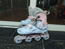 斯威（SWAY）轮滑鞋儿童专业溜冰鞋男女童初学者可调节直排轮成人滑冰旱冰鞋 蓝粉【全包壳+双芭扣】头盔护具 L (适合12岁-成人)日常鞋码37-41 实拍图