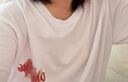 妙奕嘉短袖t恤女纯棉白色夏季2025年新款显瘦遮肚宽松潮流长款半袖上衣 粉色字母白色短袖【白标纯棉】 L 【建议 115斤内】 实拍图