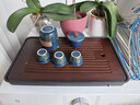 赏福茶盘家用轻奢现代小型沥储水式茶台功夫茶具竹茶盘简约托盘 胡桃色-长条长方盘黑底大号 【尺寸看图标注】 实拍图