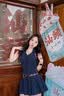 JIOESC2025新款无袖v领挂脖条纹连衣裙女夏季百褶裙露背短裙甜妹a字裙子 藏蓝色+腰带 S 实拍图