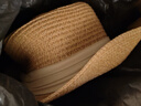 津炳胜草帽女法式平顶草帽女款大头围平檐海边沙滩度假礼帽大码编织帽 【凹顶卡其+白带】 编织防晒帽 实拍图