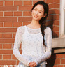 森马（Semir）长袖T恤女设计感满印修身叠穿2025春季薄透网纱上衣109125101007 实拍图