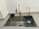 不锈钢水槽大单槽厨房银色纳米手工304加厚台中台下洗菜盆洗碗池 银色基础款抽拉龙头+净水+洗杯器 6845 实拍图