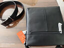 稻草人男士单肩包商务休闲头层牛皮斜挎包竖款大容量旅行潮流简约背包 黑色 实拍图