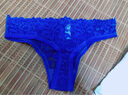 蜜桃下（MITAOXIA）火辣诱惑透明蕾丝内裤女性感低腰美臀丁字裤少妇纯棉裆情趣T裤头Y 蓝色 均码 80-120斤 实拍图