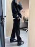 7家优品 休闲裤男士夏季薄款弯刀宽松垂感大码微喇西装裤直筒冰丝裤子男 SBXS-C911黑色 XL （不含腰带尺码偏小建议大一码） 实拍图