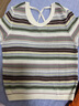 百图betu女装2025夏季新款毛针织衫时尚条纹间色镂空短袖上衣2503T07 绿条纹 L 实拍图